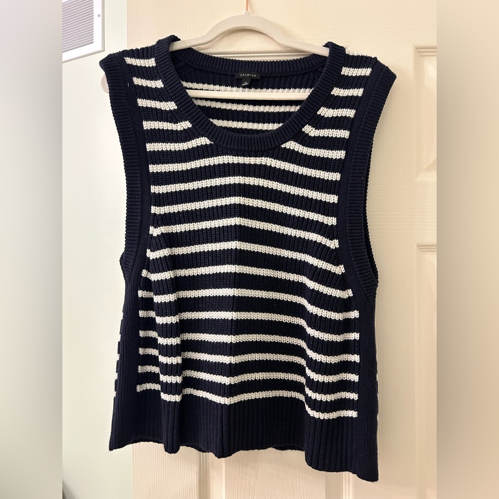 Navy and White Striped Sweater Vest